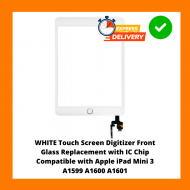 WHITE Touch Screen Digitizer Front Glass Replacement with IC Chip Compatible with Apple iPad Mini 3 A1599 A1600 A1601