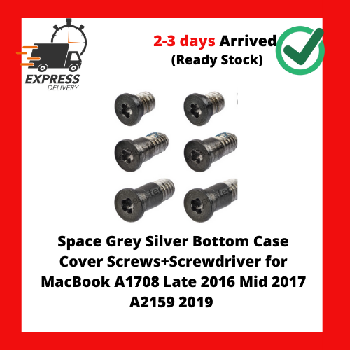 Space Grey Silver Bottom Case Cover Screws+Screwdriver for MacBook A1708 Late 2016 Mid 2017 A2159 2019 Space Grey Silver Bottom Case Cover Screws (Silver Screws)